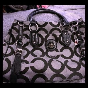 Large black and gray Coach shoulder bag